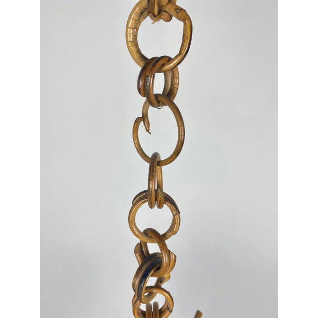 Bamboo & Rattan Lantern Chandelier Pendant, Italy, 1960s For Sale - Image 9 of 10