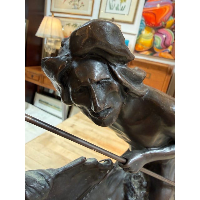 Fredeic Remington Roman Bronze Cheyenne Statue on Marble For Sale - Image 10 of 12