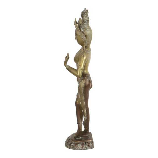 1970s Large Brass Sculpture of Mayadevi, 1950s For Sale - Image 5 of 15