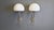 Pair of 'trumpet' shaped wall lights by Goffredo Reggiani with milk glass lamp shades. Beautiful chromed shade holders....