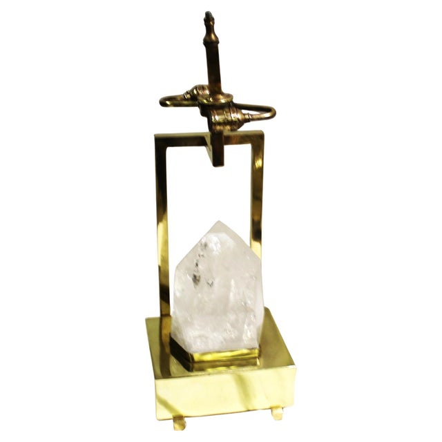Mid-Century/Modern Rock Crystal Lamp Hi-polished Brass . LED base For Sale - Image 9 of 18