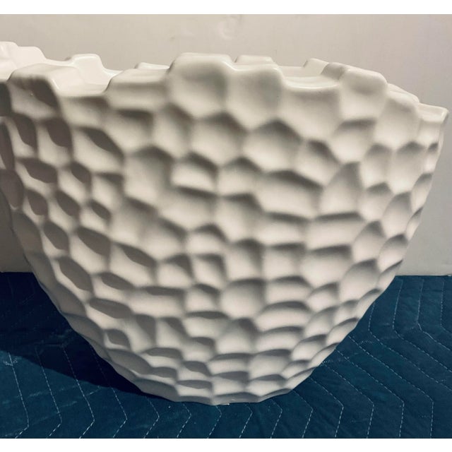 Stylish Studio A Home Modern Geometric Matte White Grid Tall Vase, showroom floor sample