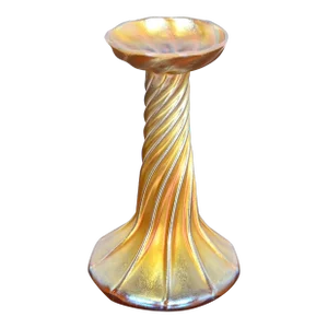 Louis Comfort Tiffany Favrile Iridescent Art Glass Candlestick