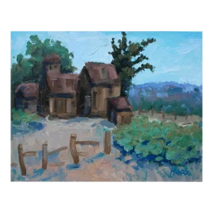 Rustic Shacks, Modern Plein Air Oil Painting