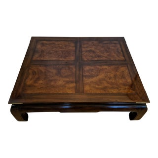 Vintage 1970s Henredon Artefacts Solid Burl Wood Asian Chinoiseries Ming Coffee Table For Sale