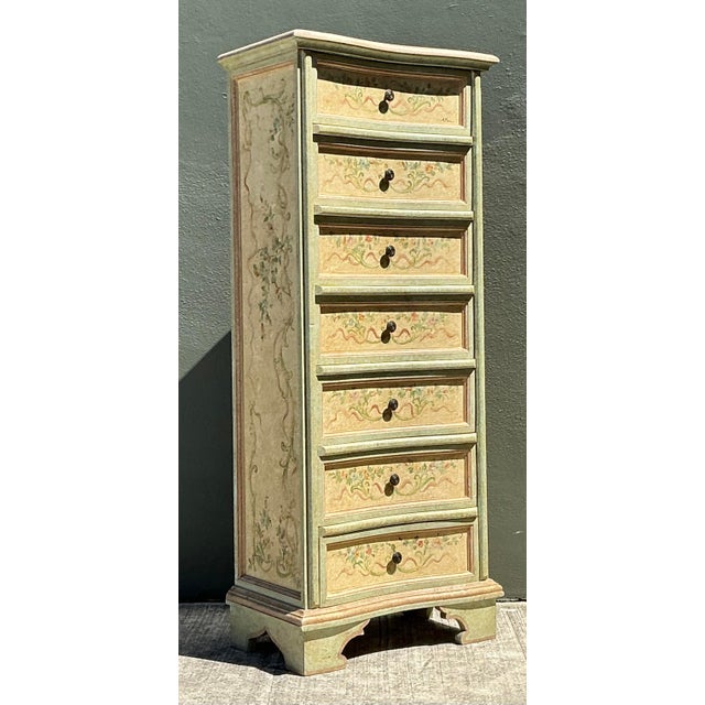 Shabby Chic Vintage Italian Hand Painted Ligerie Chest For Sale - Image 3 of 12