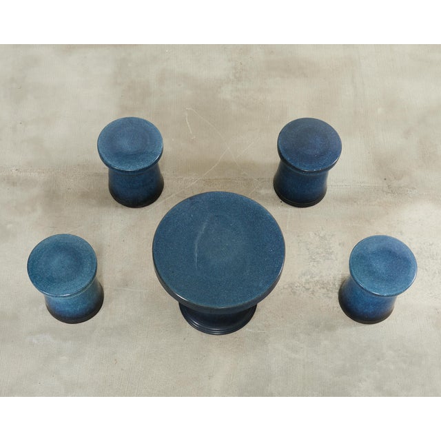 Japanese Japanese Showa Ceramic Tea Garden Dining Table and Stools For Sale - Image 3 of 18