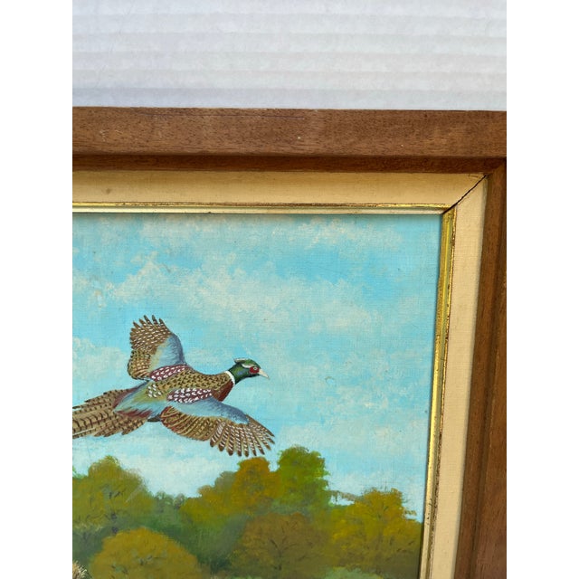 Farmhouse Vintage Original Flying Pheasant Painting For Sale - Image 3 of 7