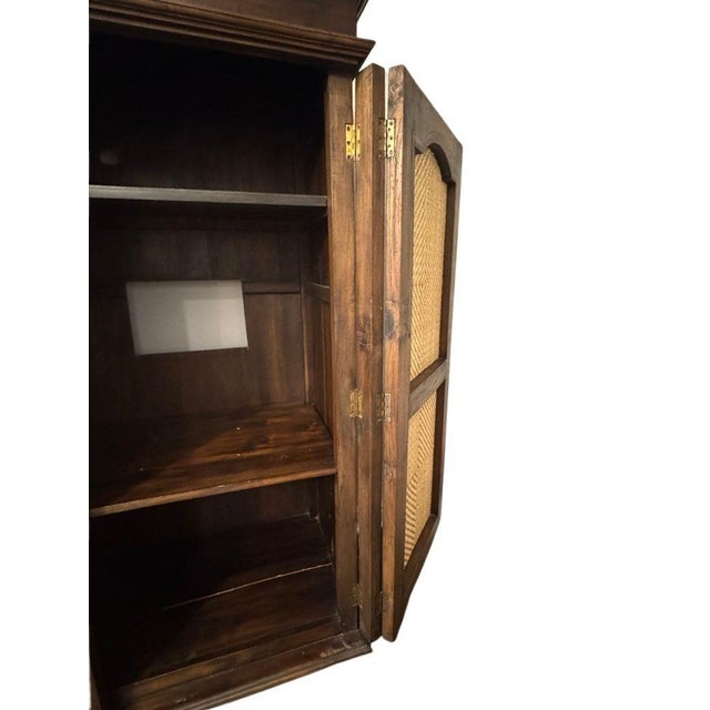 Coffee Vintage Indonesian Armoire With Natural Rattan Door Panels, C. 1990s For Sale - Image 8 of 16