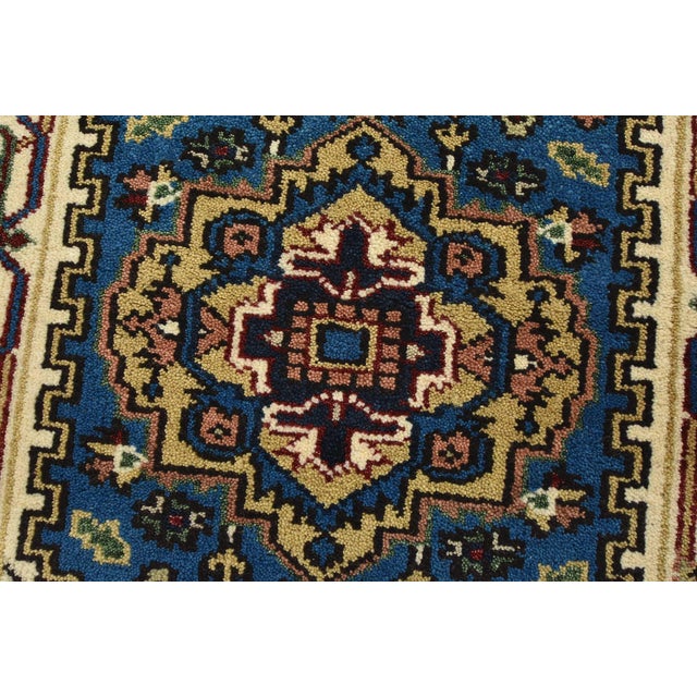 Heriz Runner 2’7” X 7’6” Blue Wool Tribal Hand-Knotted Oriental Rug For Sale - Image 4 of 12
