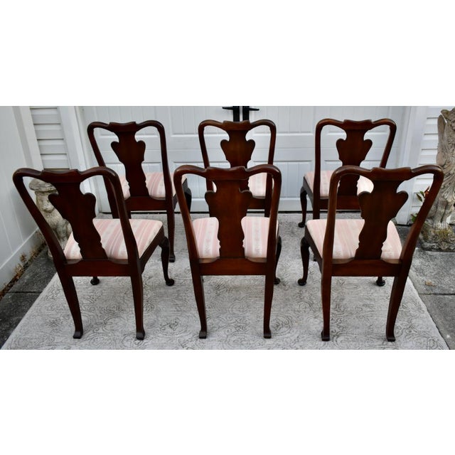1980s Vintage Statton-OldTowne Set of Six Queen Anne Style Cherry Side Dining Chairs For Sale - Image 5 of 12
