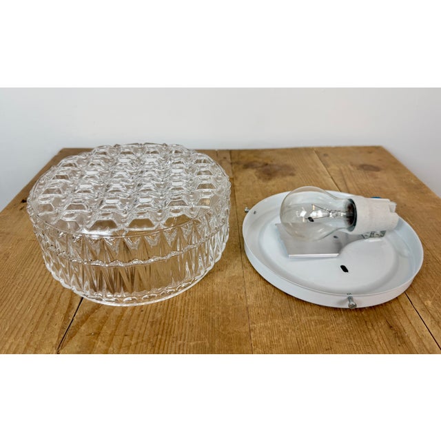 White Vintage Glass Wall Light, 1970s For Sale - Image 8 of 16