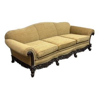 Circa 1920's Victorian Three Seater Wheat Sofa For Sale