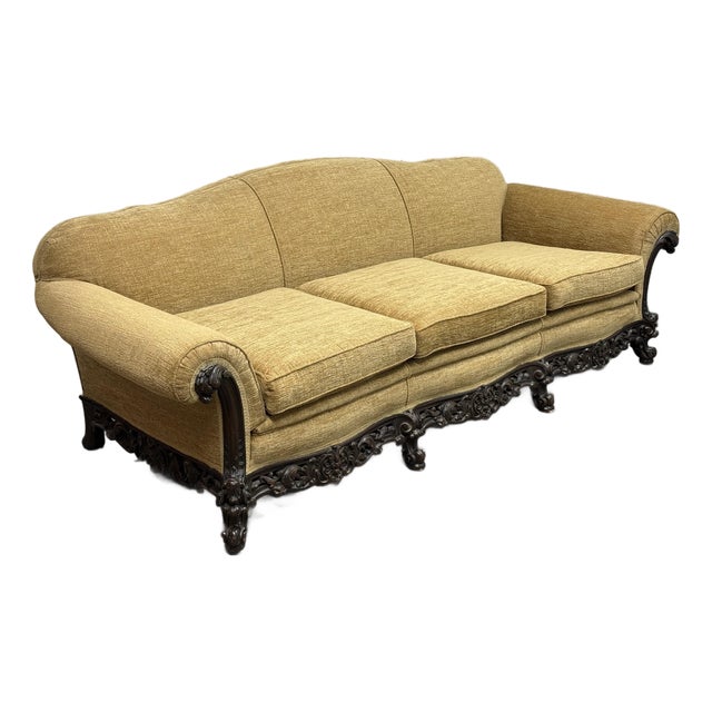 Circa 1920's Victorian Three Seater Wheat Sofa For Sale