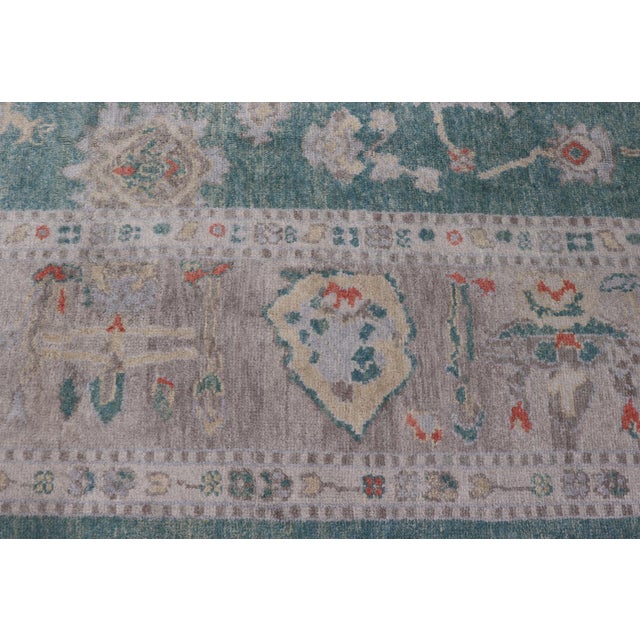 Green Color Turkish Oushak Rug by Keivan Woven Arts 10'7'' X 13'8'' For Sale - Image 14 of 18