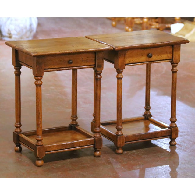 Mid 20th Century Pair of Mid-Century French Louis XIII Style Normandy Oak Side Tables For Sale - Image 5 of 15