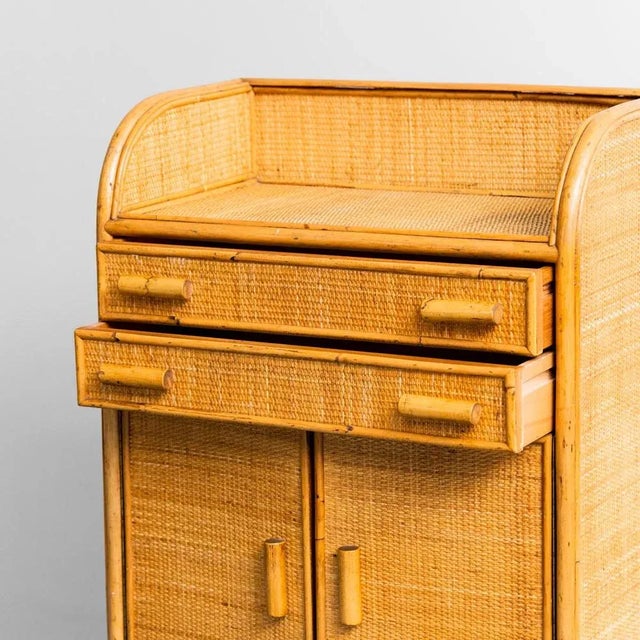 Wooden and Bamboo Entrance Furniture, 1970s For Sale - Image 3 of 9