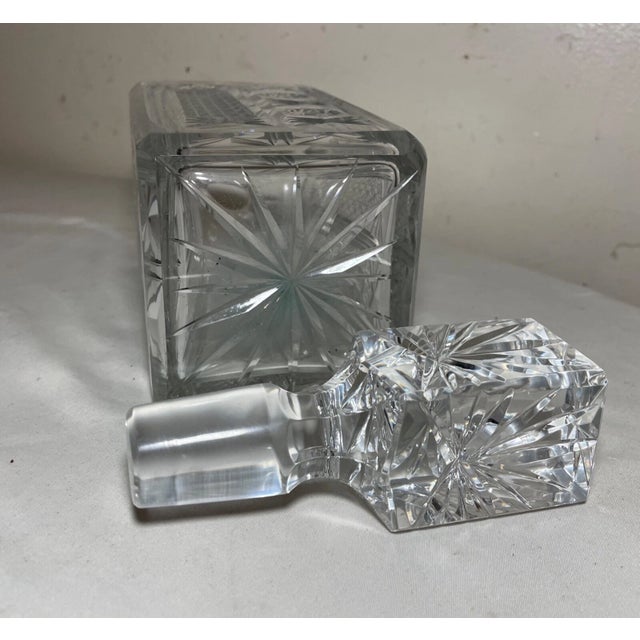 Vintage American Brilliant Cut Clear Crystal Liquor Wine Decanter Glass Bottle For Sale - Image 11 of 11
