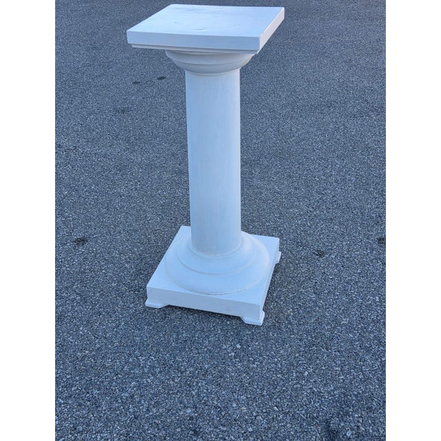 19thc American Victorian Pedestal Pine Painted White, Very Strong. For Sale - Image 14 of 14