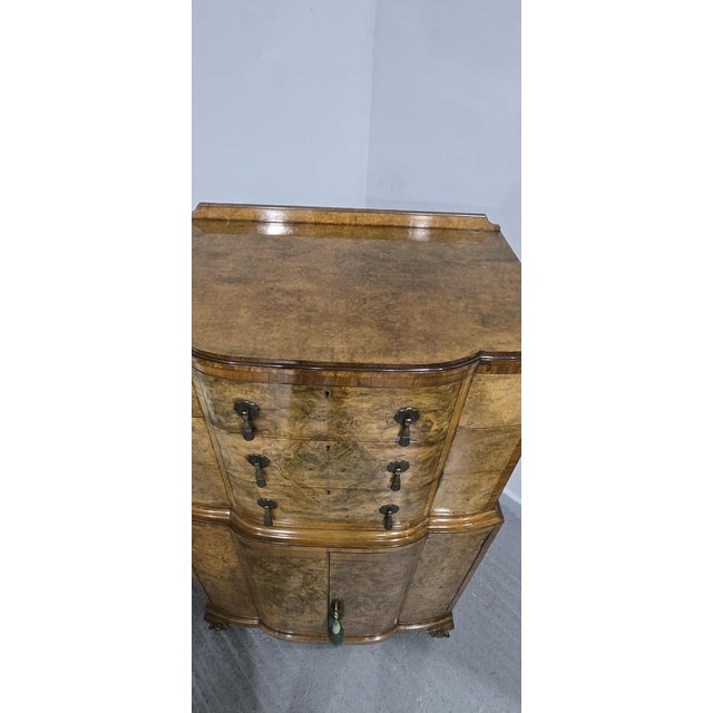Burr Walnut Linen Press For Sale - Image 4 of 18