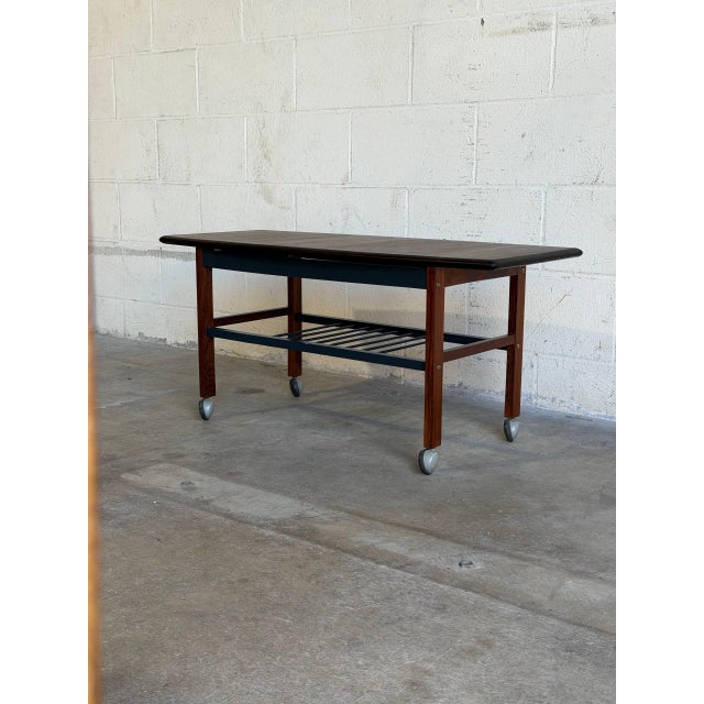 Rosewood Coffee Table Trolley on Wheels Mid-Century Modern 1960s For Sale In Los Angeles - Image 6 of 9
