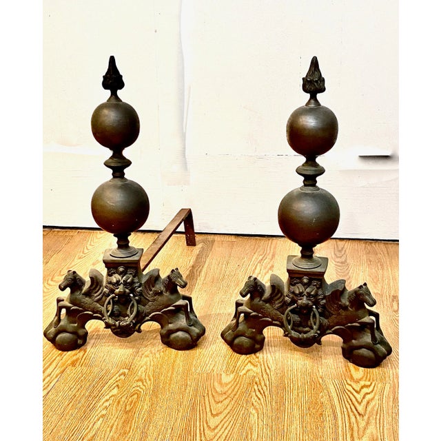 Louis XIV-Style Bronze Figural Andirons For Sale - Image 10 of 10