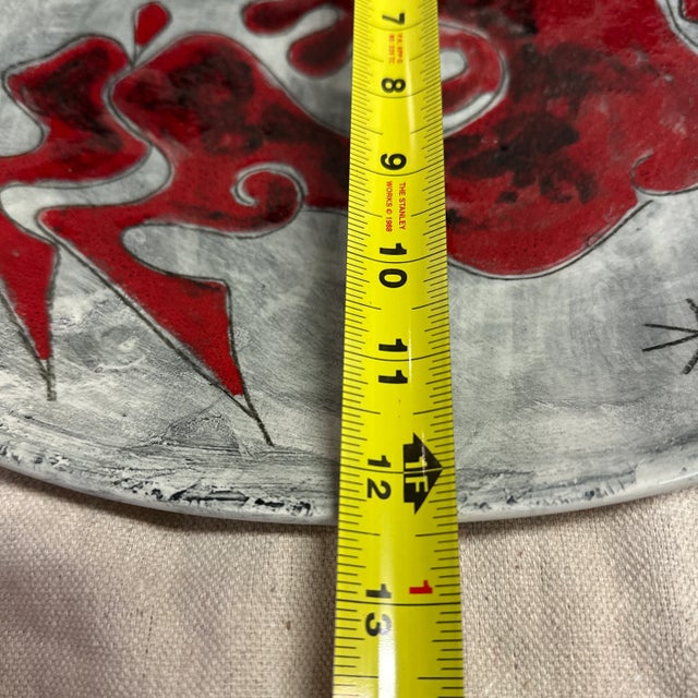Red Italian Vintage Pottery Red Horse Platter Mid Century Fanciullacci Style For Sale - Image 8 of 9