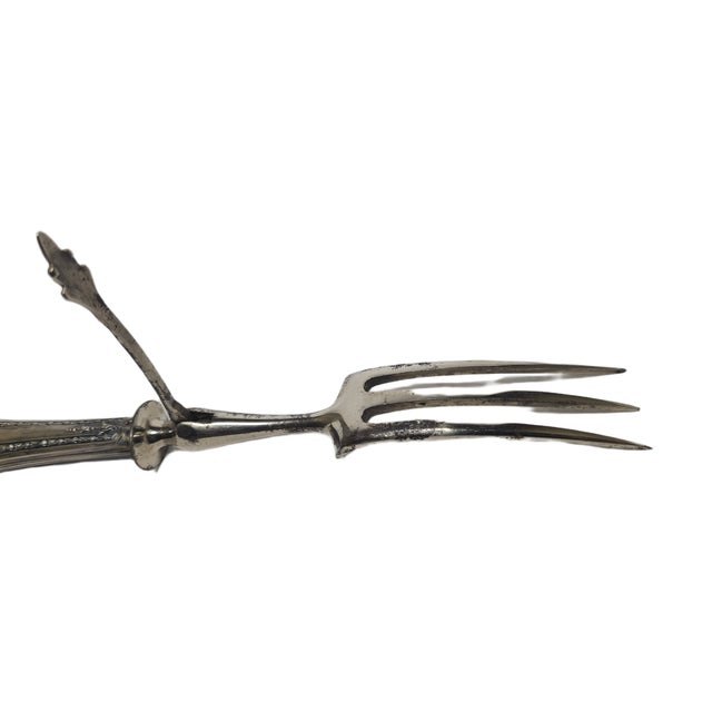 Metal Art Nouveau Silver Fork for Roasted Beef, France, 1900s For Sale - Image 7 of 9