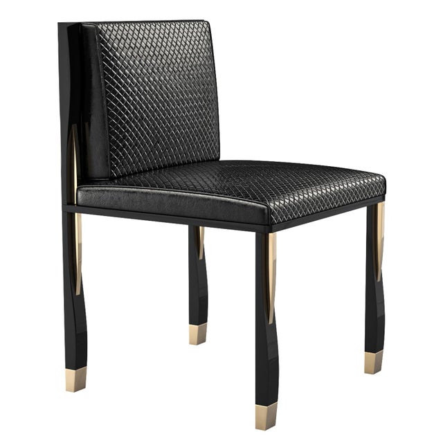 "Candice" Chair with Stainless Steel, Bronze Details and Woven Leather Bizimyer Furniture. Unmatched. Unrivalled. Designed...