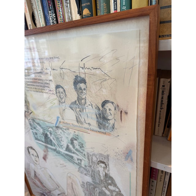 1977 Douglas James Johnson Original Drawing "Auden Group" in Museum Bark Frame For Sale In Boston - Image 6 of 6