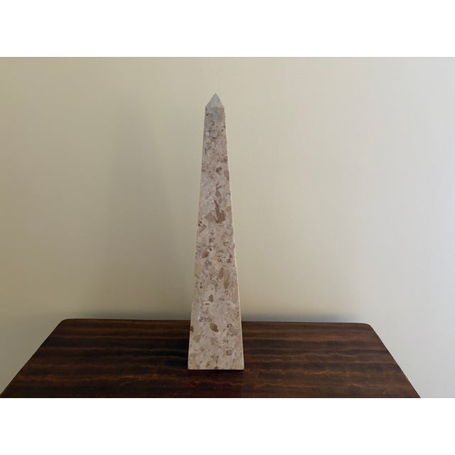 Late 20th Century Neoclassical Marble Obelisk in Variegated Brown and Tan Stone For Sale In South Bend - Image 6 of 12