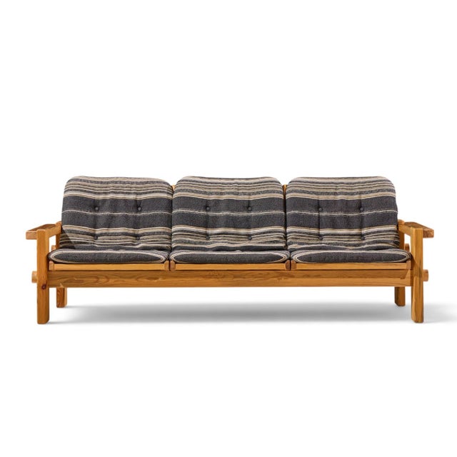 Yngve Ekström for Swedese Dymling Mid Century Swedish Pine Sofa This sofa measures: 77.25 wide x 30.5 deep x 27.25 inches...