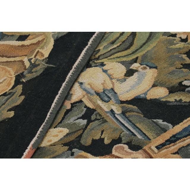 Textile Rug & Kilim’s Armorial Tudor Style Rug in Black, With Beige, Blue and Gold Tones For Sale - Image 7 of 8