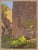 Echoes in The Canyon by Judd Mercer | Gouache Landscape of a canyon with hikers and greenery. For Sale