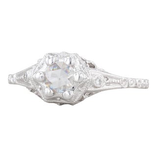 New Beverley K Diamond Engagement Ring 14k White Gold Size 6.75 Round Solitaire For Sale