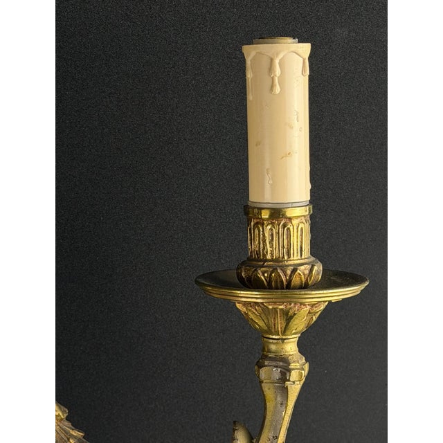 Antique French Louis XVI Gilt Bronze Two-Light Wall Sconce, 1890s For Sale - Image 6 of 11