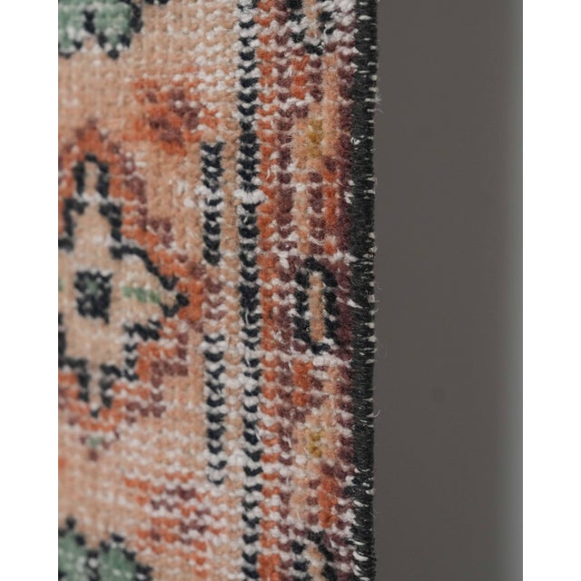 1970s Vintage Handmade Wool Cotton Green Area Rug For Sale - Image 9 of 12