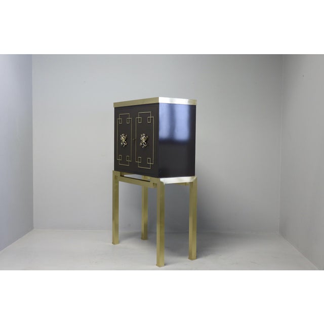 Mid-Century Modern Vintage Art Deco Style Bar Cabinet in Brass, 1968 For Sale - Image 3 of 15