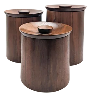Mid 20th Century Teak Wood Canisters, Set of 3