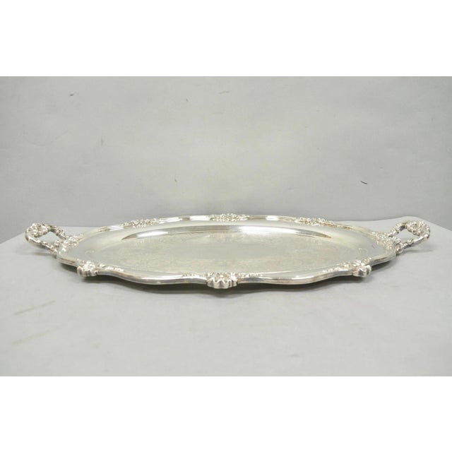 Vintage Reed & Barton 05600 Regent Victorian Silver Plated Serving Platter Tray For Sale - Image 11 of 13