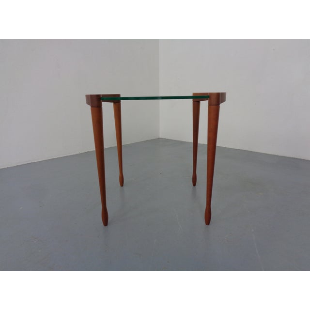 Giotto Glass and Cherry Wood Side Table by Tarcisio Colzoni for Porada, Italy, 1990s For Sale - Image 4 of 13