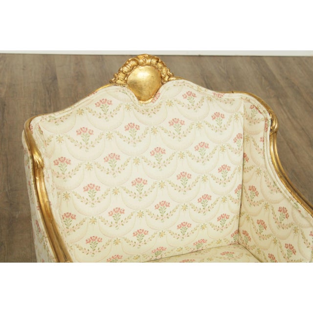 French Louis XV Style Antique Gilt Frame Bergere Chair For Sale - Image 10 of 13