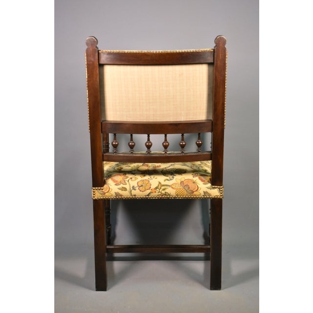 Antique French Transitional Renaissance Revival Upsholstered Armchair in Walnut, 1920s For Sale - Image 16 of 17