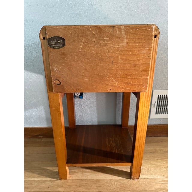 Chestnut 1930s Art Deco Walnut Nightstand With Brass & Lucite Pull – Harmony House, 1930s–40s For Sale - Image 8 of 15