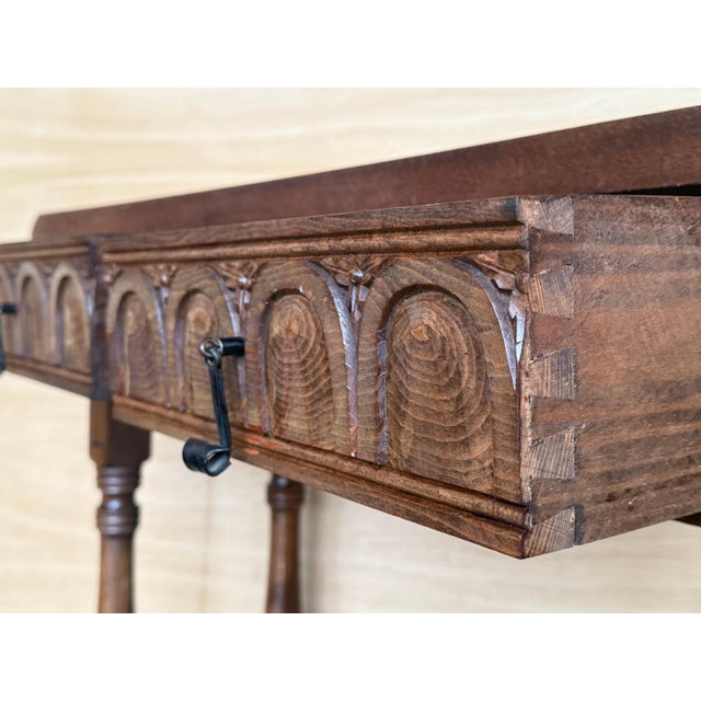 Early 20th Century Spanish Carved Console Table with Fluted Legs For Sale - Image 10 of 18
