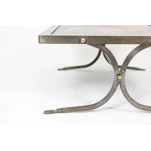 1970s Industrial Style Coffee Table in Silver & Leather, 1970s For Sale - Image 5 of 18