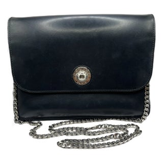Vintage Black Celine Purse With Silver Tone Chain Strap For Sale