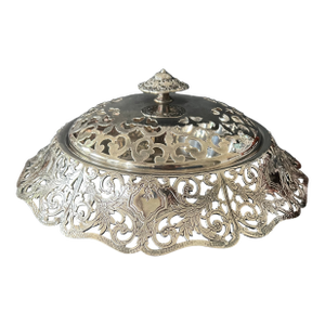 Antique Forbes Silverplate Co Large Reticulated Flower Frog Bowl Serving