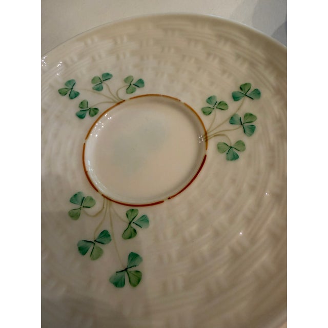 Mid 20th Century Belleek Shamrock Teacup and Saucer For Sale - Image 6 of 10