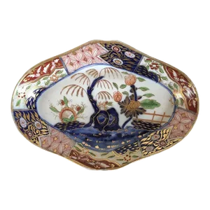 1805 Coalport Porcelain Imari & Tree Pattern Lozenge Shaped Porcelain Dessert Dish
